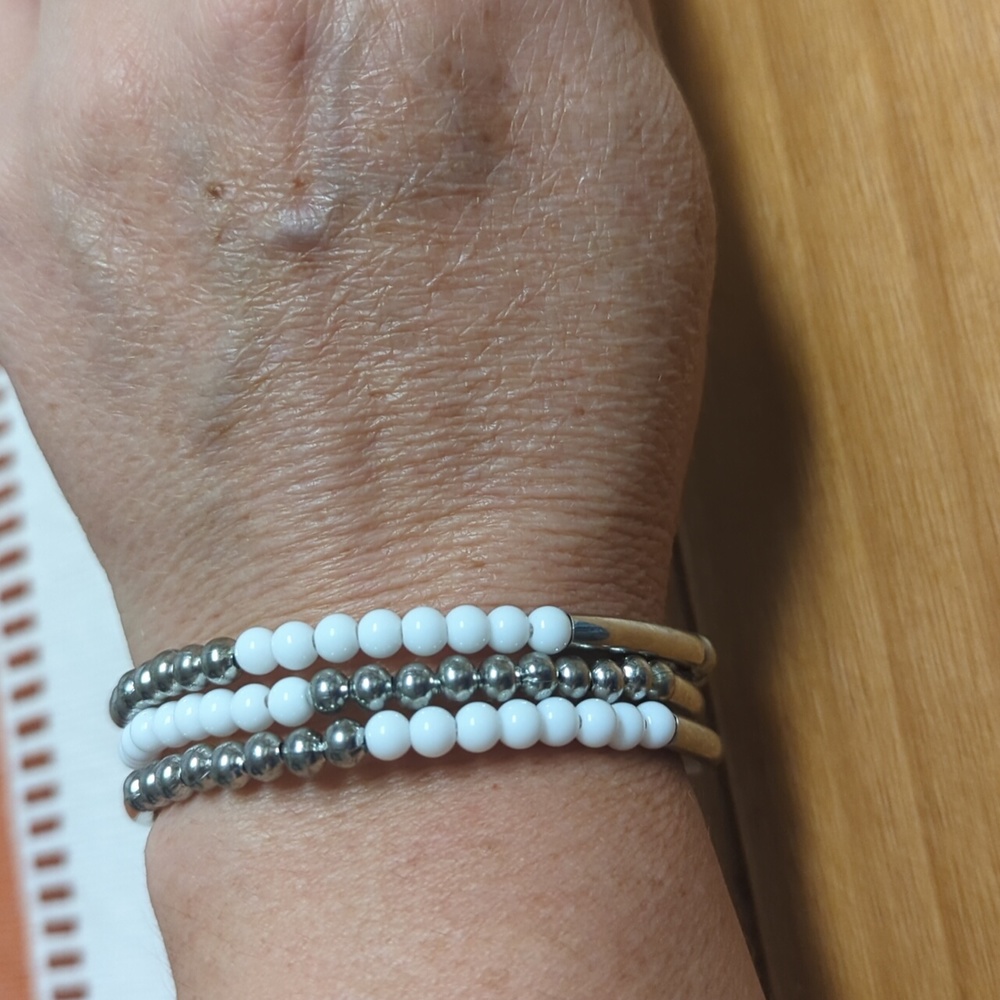 White and silver wrap bracelet